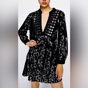Zara silver sequin black dress